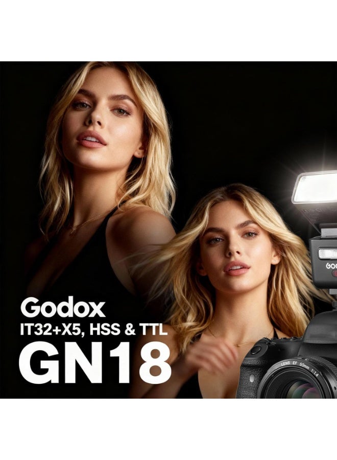 جودوكس فلاش الكاميرا IT32 TTL مع مشغل الفلاش X5S لكاميرات سوني، قاعدة تثبيت مغناطيسية ومشغل فلاش 2 في 1، شاشة لمس ملونة، رأس فلاش قابل للدوران، نظام X TTL وHSS، مصباح إضاءة LED، ملحقات إبداعية. - Image 4